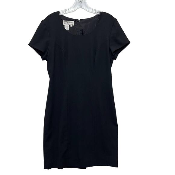 ATRIUM COLLECTION | 90s Scoop Neck Short Sleeve Knee Length Sheath Dress Size 8 - Picture 2 of 15